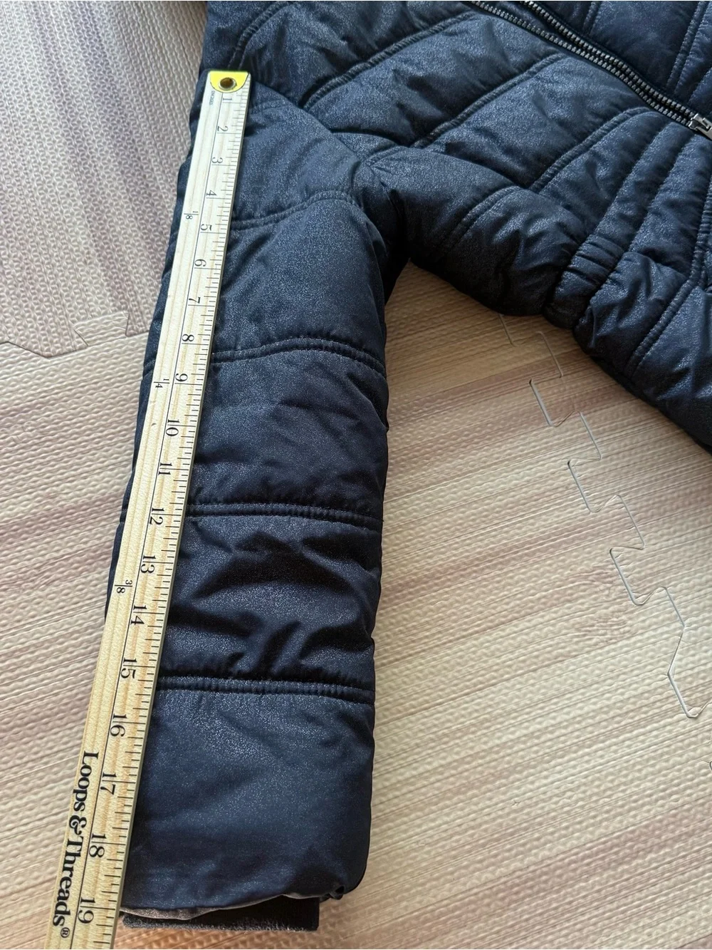 Calvin Klein Jeans Girls Size M 8/10 Black Shimmer Hooded Long Puffer Coat